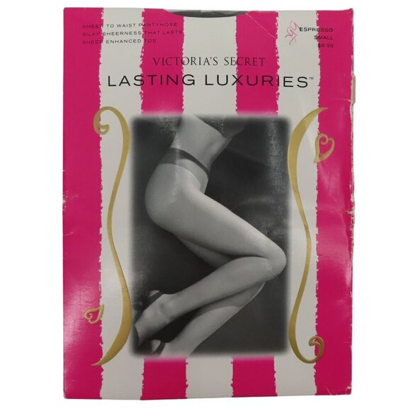 Victorias Secret Lasting Luxuries Small Espresso Sheer to Waist Pantyhose Open - Picture 1 of 10